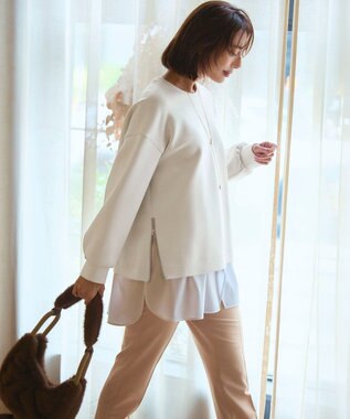 23区 S 【VERY掲載/洗える】ナチュラルコットンベア シャツレイヤード カットソー ホワイト系