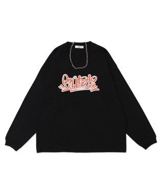 WEGO 【２点SET】アクセ付きグラフィックプリントT（LS） ブラック