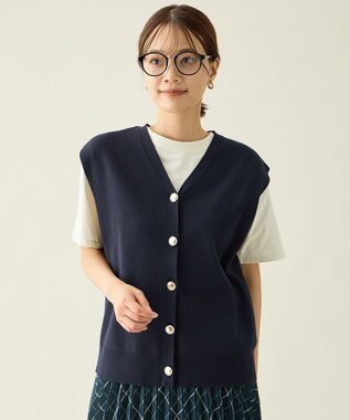 ANY メタルボタンニットベスト ネイビー