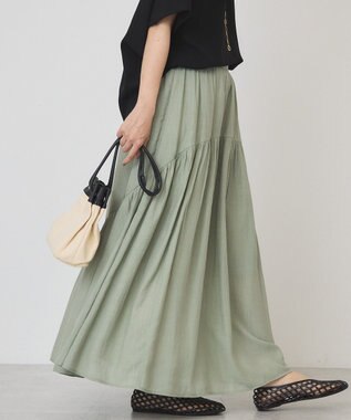 AMERICAN HOLIC 楊柳ギャザーボリュームフレアスカート Khaki