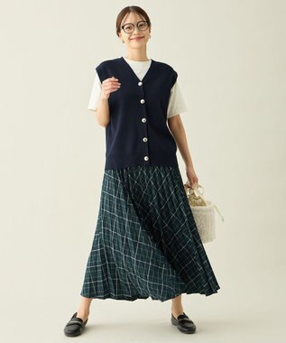 ANY メタルボタンニットベスト ネイビー