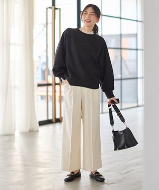 ANY L ロゴ刺繍ダンボールトレーナー ブラック