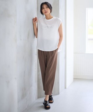 ANY 【洗濯機可/接触冷感/UVケア】イージーケアライトストレッチテーパードパンツ ブラウン