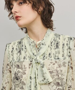 GRACE CONTINENTAL フラワープリントティアードワンピース イエロー