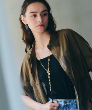 YECCA VECCA メッシュMIXデザインシャツ② Khaki