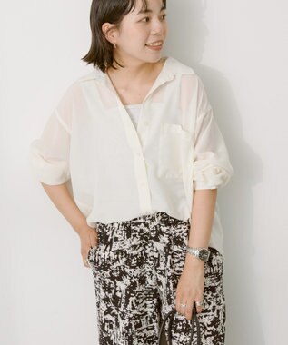 AMERICAN HOLIC シアーボイルオーバーシルエットシャツ Ivory