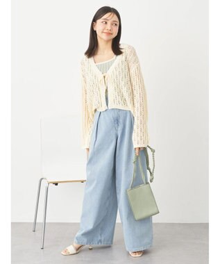 earth music&ecology テープヤーンリボンカーディガン Cream