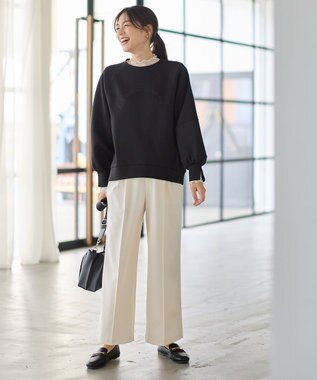 ANY L ロゴ刺繍ダンボールトレーナー ブラック