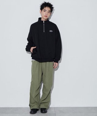 WEGO ワンポイントハーフジッププルオーバー ブラック