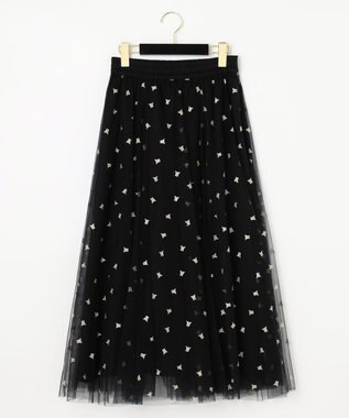 GRACE CONTINENTAL ブーツプリントチュールスカート ブラック