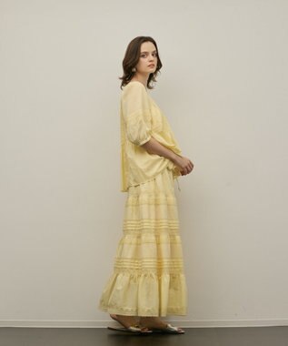 GRACE CONTINENTAL ピンタックティアードスカート イエロー