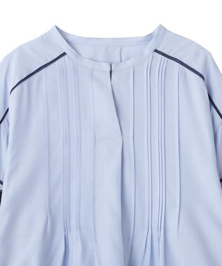 YECCA VECCA レース切替スキッパーブラウス Blue