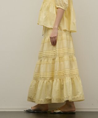 GRACE CONTINENTAL ピンタックティアードスカート イエロー