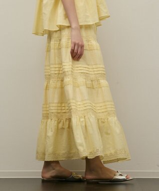GRACE CONTINENTAL ピンタックティアードスカート イエロー