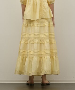 GRACE CONTINENTAL ピンタックティアードスカート イエロー