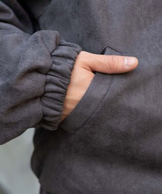 WEGO 【ユニセックス着用ITEM/MLサイズ展開】フェイクスウェードロゴスウィングトップ ブラック中濃色