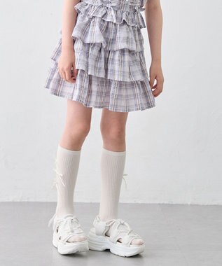 ANY KIDS 【洗濯機可能】ティアード チェックスカパン