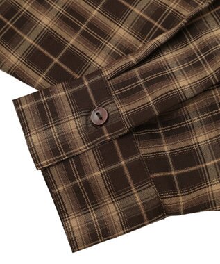 earth music&ecology SET2点チェック柄シャーリングビスチェ＋シャツ Brown