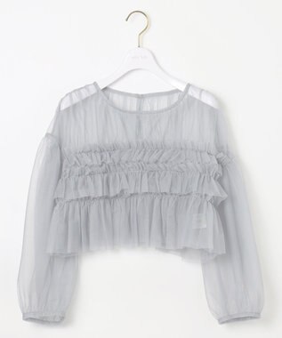 ANY SIS 【Lily Calin】チュールフリルトップス×ドレスセット ブルー×アイスグレー