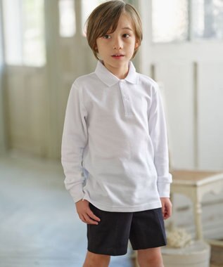 J.PRESS KIDS 【110-130cm】40/2鹿の子 長袖 ポロシャツ ホワイト系