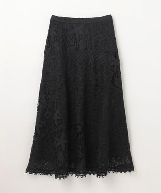 GRACE CONTINENTAL ケミカルレースパッチワークスカート ブラック