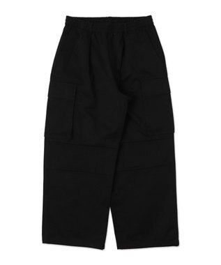 WEGO 【ウエストゴム/SMLサイズ展開】イージーワイドカーゴパンツ ブラック