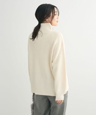 Green Parks ＺＩＰ付き畦ニットチュニック Off White