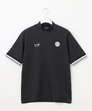 23区GOLF 【MEN】【吸水速乾・UVケア】袖ライン モックネックシャツ ブラック系