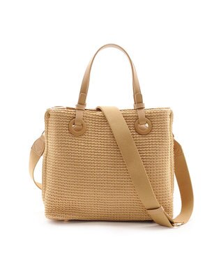 MioFIRANO カジュアルシックガーターステッチハンドバッグ 2WAY チャーム付き　FIRANO フィラノ BEIGE
