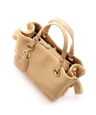 MioFIRANO カジュアルシックガーターステッチハンドバッグ 2WAY チャーム付き　FIRANO フィラノ BEIGE