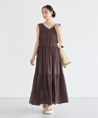 earth music&ecology アソートティアードワンピース Brown