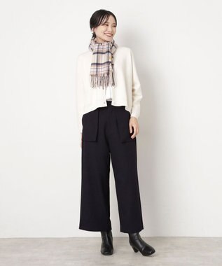 MOONBAT WEB限定【洗える】ミエル (miel) カシミヤ100％ チェックマフラー ベージュ