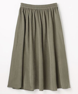 ANY L 【2SET】バイカラーニット×スエードスカートセット エクリュ×カーキ