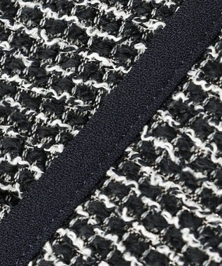 ANY SIS シャイニーストレッチツイード ノーカラージャケット シャンブレーネイビー