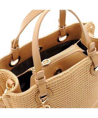 MioFIRANO カジュアルシックガーターステッチハンドバッグ 2WAY チャーム付き　FIRANO フィラノ BEIGE