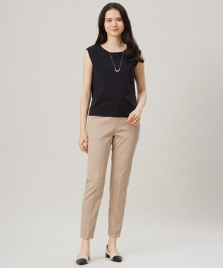 自由区 S 【UVカット・接触冷感・洗える】コットンサテンテーパード パンツ ベージュ