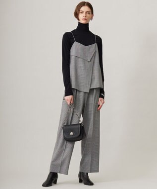 ICB L 【洗える】ウール2WAYストレッチ キャミソールブラウス グレンチェック系