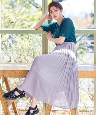 Tiaclasse 【洗える】シアースリーブニットトップス ターコイズ