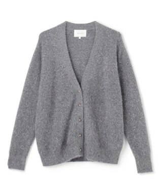 BEIGE， AMARILLO / スパンコールフォックスニットカーディガン M.Gray