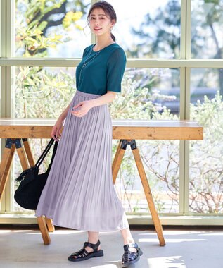 Tiaclasse 【洗える】シアースリーブニットトップス ターコイズ