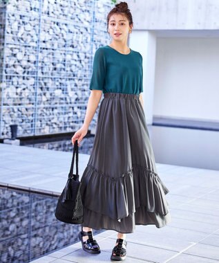 Tiaclasse 【洗える】シアースリーブニットトップス ターコイズ