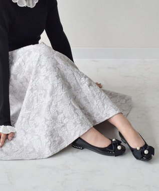 Bridget Birkin 【Bridget Birkin】ビッグパールリボンフラットシューズ ブラックエナメル