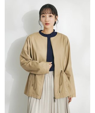 CRAFT STANDARD BOUTIQUE コットンギャバジンノーカラーＺＩＰブルゾン Beige