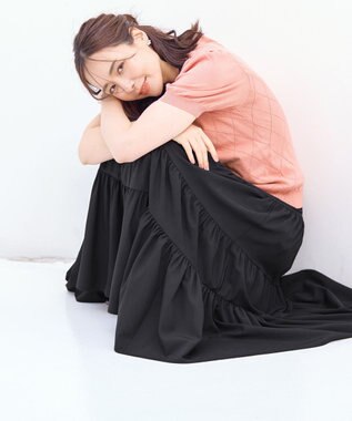 Tiaclasse 【洗える】ダイヤ柄編みサマーニットトップス ピンク