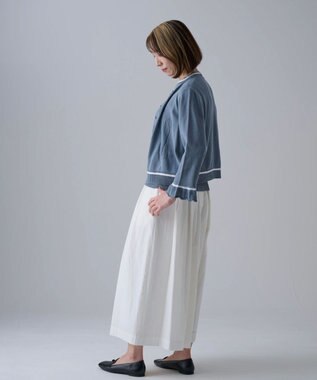 muuc 〈細番手の高級綿糸コットンコーマ糸〉〈洗練された繊維の滑らかな肌触り〉〈お家で洗えるニット〉模様編み ポピーの花リンクス編み カーディガン ブルー