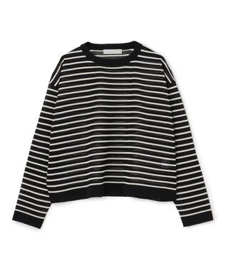 UNFILO シアーフォルムニット ボーダー ブラック×ベージュ