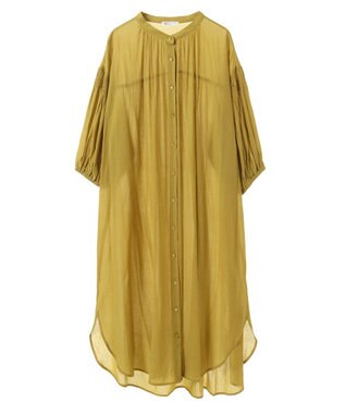 CRAFT STANDARD BOUTIQUE ヴィンテージボイル袖シャーリングワンピース Yellow
