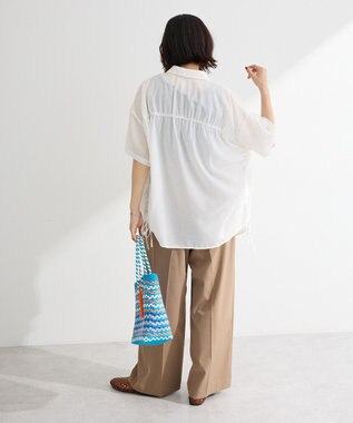 Green Parks シャーリングドロスト５分袖シャツ Off White