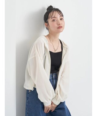 earth music&ecology シアーフードブルゾン Off White