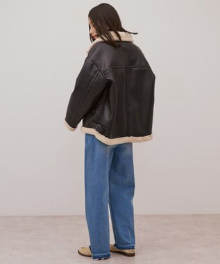 AMERICAN HOLIC ボアフェイクレザーブルゾン Black